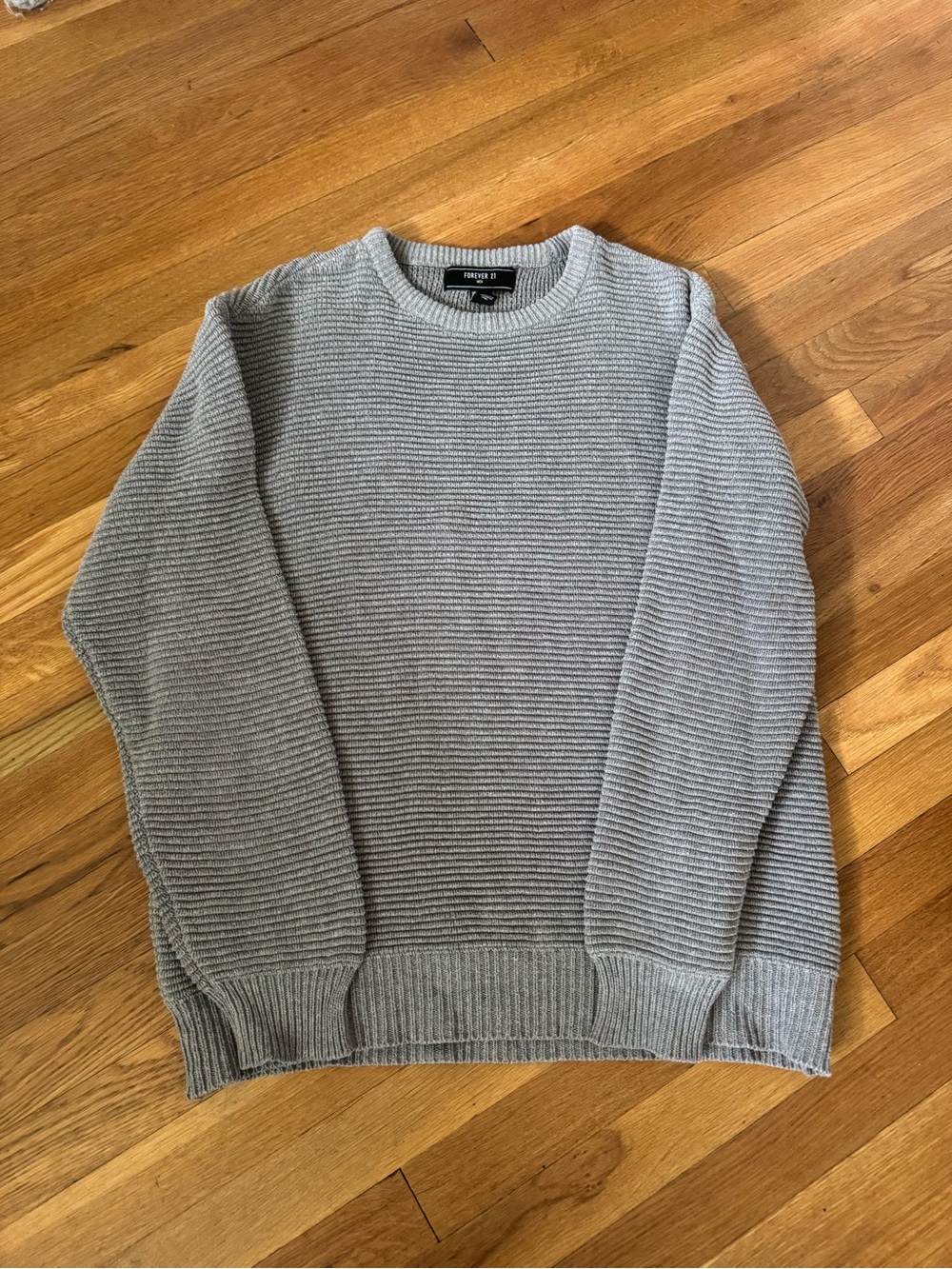 Men's Gray Ribbed Crewneck Sweater